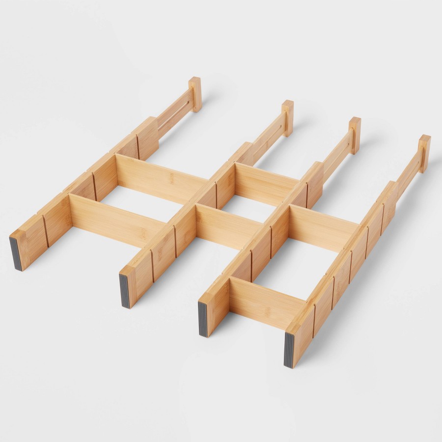 Bamboo expandable drawer dividers — product listing photo