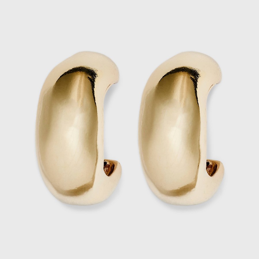 Gold-tone puffy hoop earrings — product listing photo